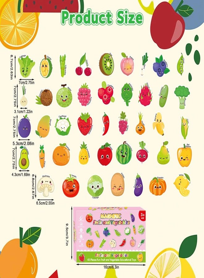 PATPAT® 43 PCS Cute Fruit Fridge Magnets, Magnetic Fruit Stickers Set, Spelling Learning Game for Children, Suitable for Preschoolers Aged 3-5 - Image 2